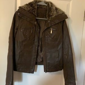 NEW Jou Jou bomber jacket with faux fur collar